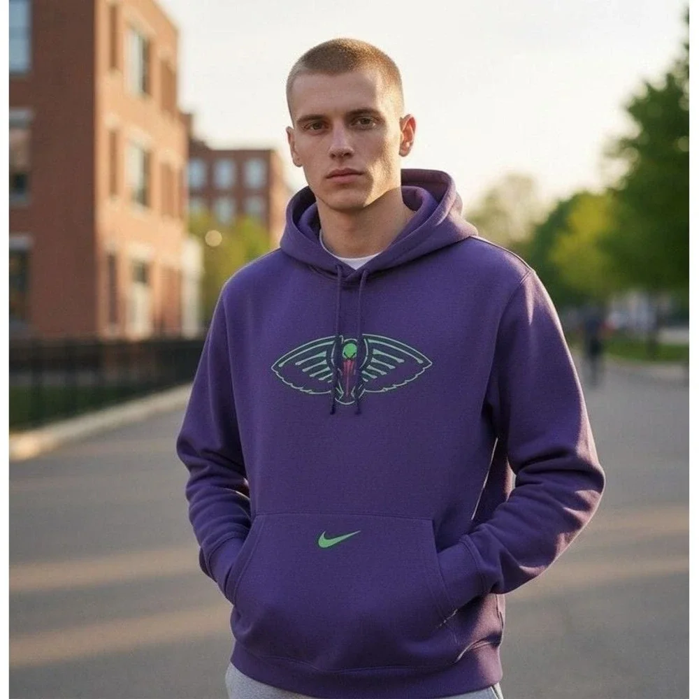 Nike New Orleans Pelicans City Edition Essential Club Hoodie Purple XL